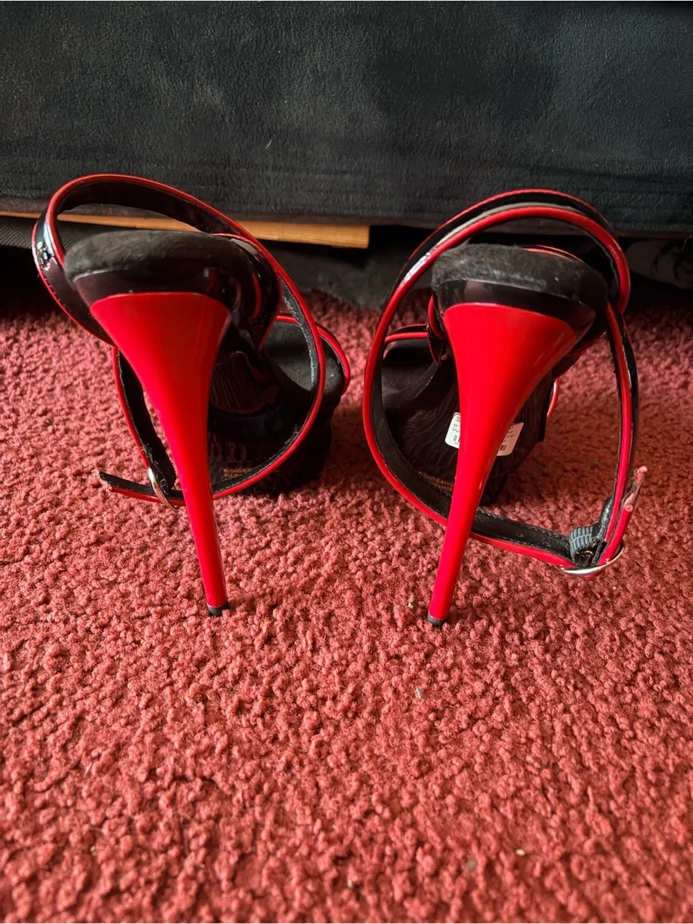Pleaser Black and Red Stiletto Platform Sandals